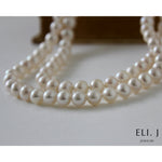 Generosity: Modern Cultured Freshwater Ivory Pearl Long Necklace 925 Silver