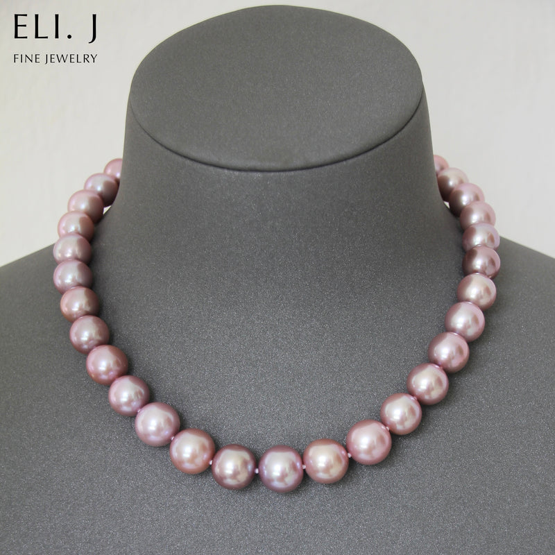 Kindness: Gem-Quality Pink-Purple Edison Pearl 14K Yellow Gold Necklace