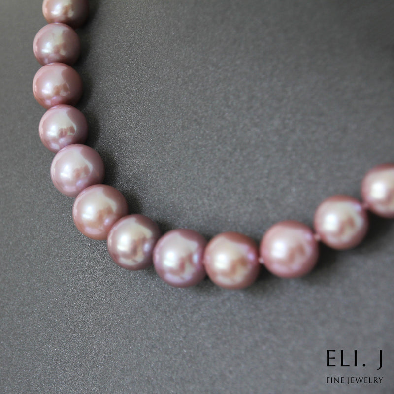 Kindness: Gem-Quality Pink-Purple Edison Pearl 14K Yellow Gold Necklace