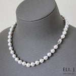 Serenity: Blue-Silver Japanese Akoya Pearl 14K White Gold Necklace