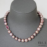 Devotion: Gem-Quality Purple Edison Pearl 14K Rose Gold Diamond & Amethyst Necklace