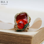 Poseidon's Treasure 1.0: Fire Opal, Sapphire & Diamond 18K Gold Ring