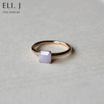 Jade Gems: Asscher Cut Lavender Jadeite 18K Rose Gold Ring