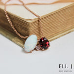 Leona: Opal, Pink Diamond & Zircon 18K Rose Gold Necklace