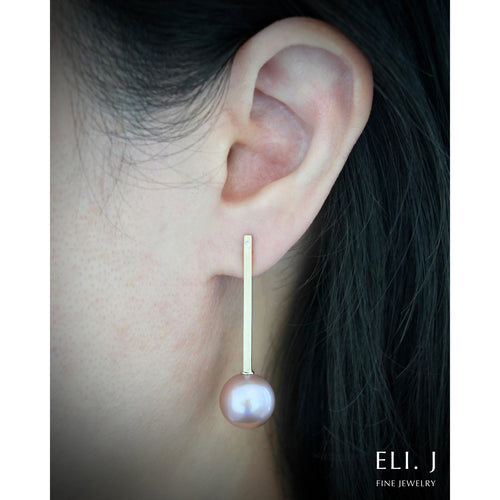 Strength: Edison Pearl & Diamond 14K Yellow Gold Earrings