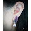 Freedom:  Amethyst, Black MOP, Edison Pearl & Diamond 14K Rose Gold Earrings