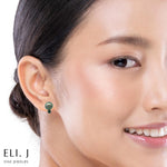 Charlotte: Tahitian Pearl & Teal Sapphire 18K Rose Gold Earrings