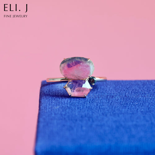 Candy Ring 1: Watermelon Tourmaline & Spinel 14K Yellow Gold Ring