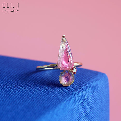 Candy Ring 3: Watermelon Tourmaline & Spinel 14K Yellow Gold Ring