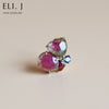 Candy Earring 3: Watermelon Tourmaline & Spinel 18K Yellow Gold Earring (Single)