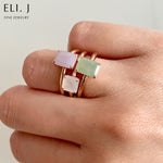 Jade Gems: Emerald Cut Lavender Jadeite 18K Rose Gold Ring