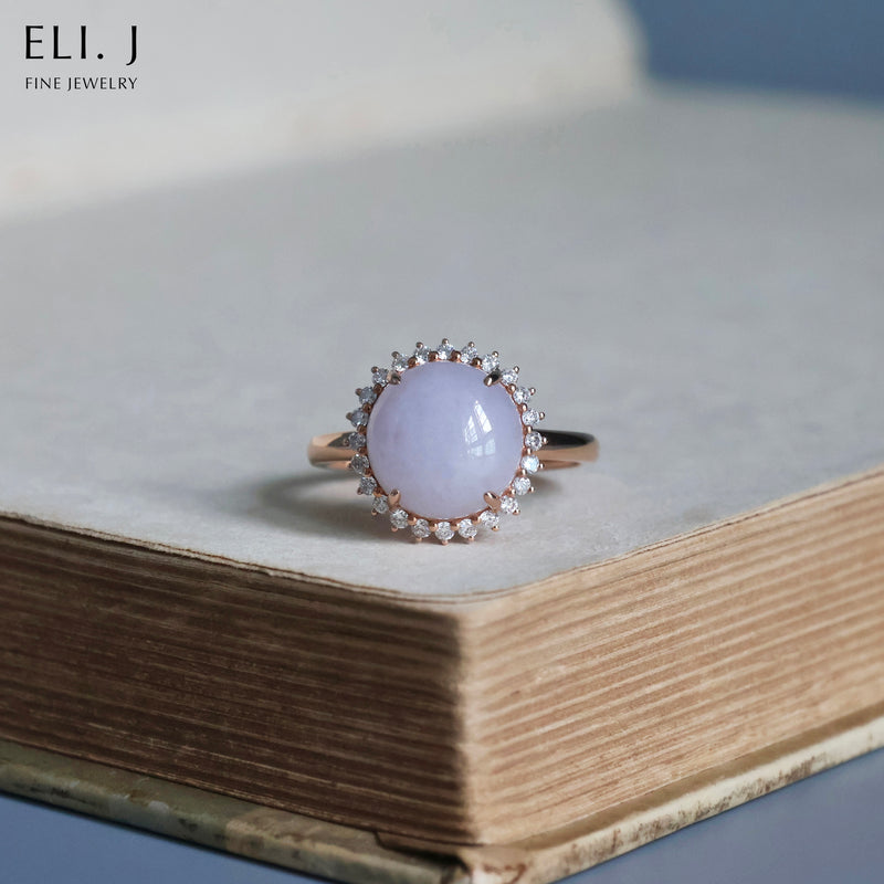 Blessed Capsule: Type A Lavender Jadeite & Diamond 18K Rose Gold Ring