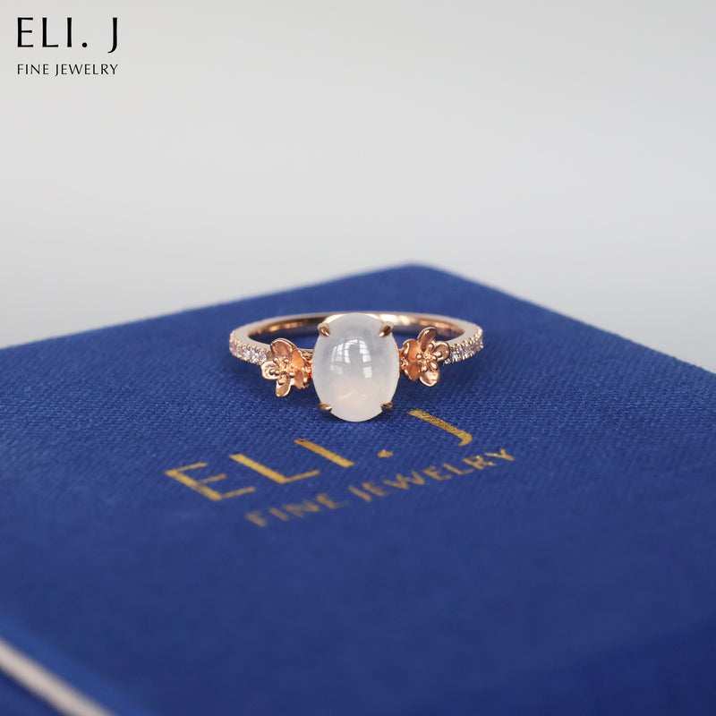 The Sakura Capsule: Type A Icy Jadeite & Diamond 18K Rose Gold Ring
