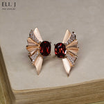 The Pleats Collection: 18K Rose Gold Red Spinel & Diamond Earrings
