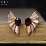 The Pleats Collection: 18K Rose Gold Red Spinel & Diamond Earrings