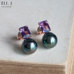 Charlotte: Amethyst & Tahitian Pearl 18K Rose Gold Earrings