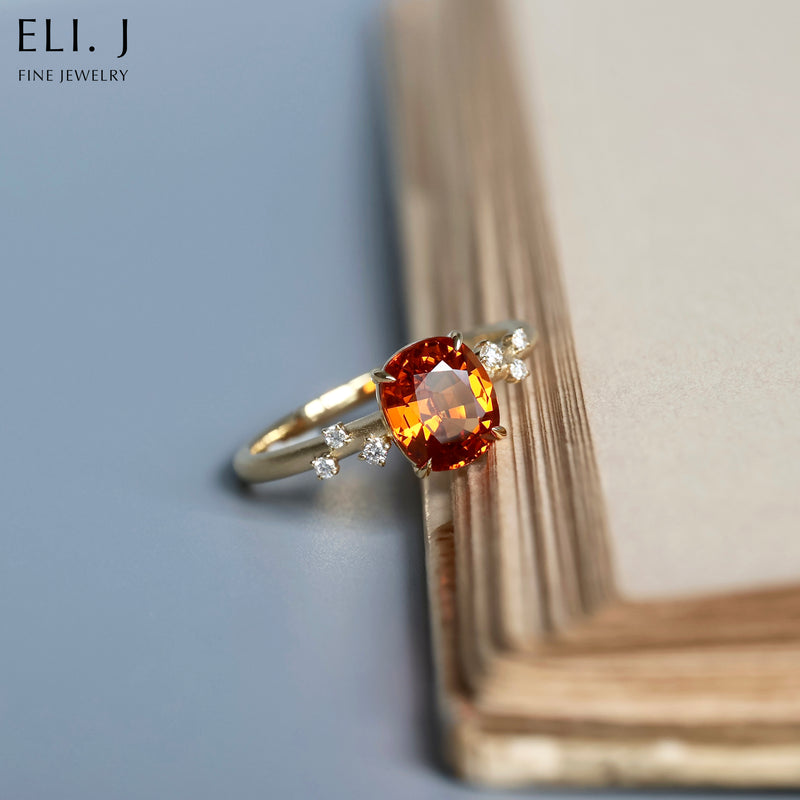 Sunkissed: Mandarin Garnet & Diamond 18K Yellow Gold Ring