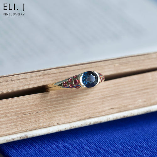 Iris: Blue & Orange Spinel 18K Yellow Gold Ring