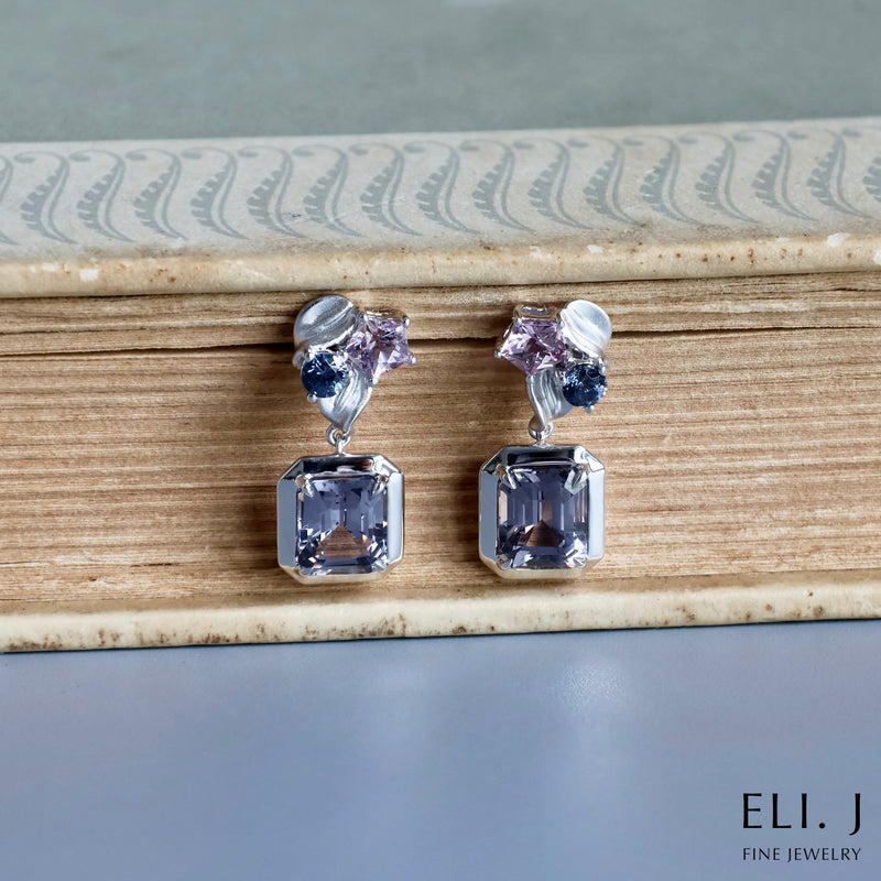 Serenity: Lilac Spinel 18K White Gold Earrings