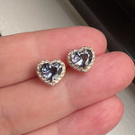 A Tender Heart: Blue Spinel & Diamond 18K Yellow Gold Earrings