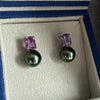 Charlotte: Amethyst & Tahitian Pearl 18K Rose Gold Earrings