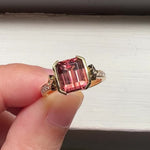 Estella: Orange-Pink Padparadscha Tourmaline & Diamond 18K Yellow Gold Ring