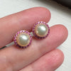 Hanami Sunset: Gold Akoya Pearl & Pink Sapphire 18K Yellow Gold Earrings