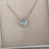 "Hero" Aquamarine & Diamond Halo 18K Yellow Gold Necklace