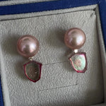Play:  Watermelon Tourmaline, Edison Pearls & Diamond 14K Rose Gold Earrings