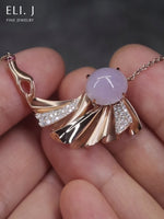 The Pleats Collection: 18K Rose Gold Lavender Jadeite & Diamond Necklace