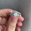 Lumi Ring: Type A Burmese White Jadeite Cabochon & Swiss Blue Topaz 18K Rose Gold Ring