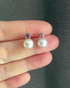 Violetta: Purple Akoya Pearl & Spinel 18K Rose Gold Earrings