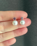 Violetta: Purple Akoya Pearl & Spinel 18K Rose Gold Earrings