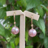 Faith: Purple-Pink Edison Pearl 18K Yellow Gold Diamond Earrings