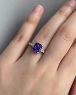 "The Gatsby Ring" Emerald Cut Tanzanite & Diamond 18K White Gold Ring
