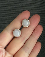 Blessed Capsule: Type A Lavender Jadeite & Diamond 18K Rose Gold Earrings
