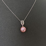 Loyalty: Purple-Pink Edison Pearl 18K White Gold Diamond Pendant