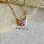 Petit Bisous Collection: "Kate" Multi-Coloured Sapphire 18K Yellow Gold Necklace