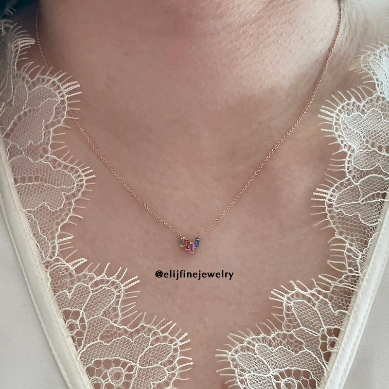 Petit Bisous Collection: "Kate" Multi-Coloured Sapphire 18K Yellow Gold Necklace
