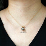 Sunburst Collection: Art Deco Fan Tahitian Pearl 18K Yellow Gold Necklace