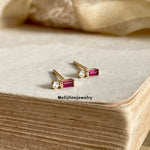 Petit Bisous Collection: "Emily" Ruby & Diamond 18K Yellow Gold Earrings