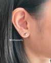 Petit Bisous Collection: "Emily" Blue Sapphire & Diamond 18K Yellow Gold Earrings