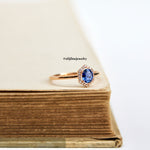 Sunburst Collection: "Rita" Blue Sapphire 18K Rose Gold Ring