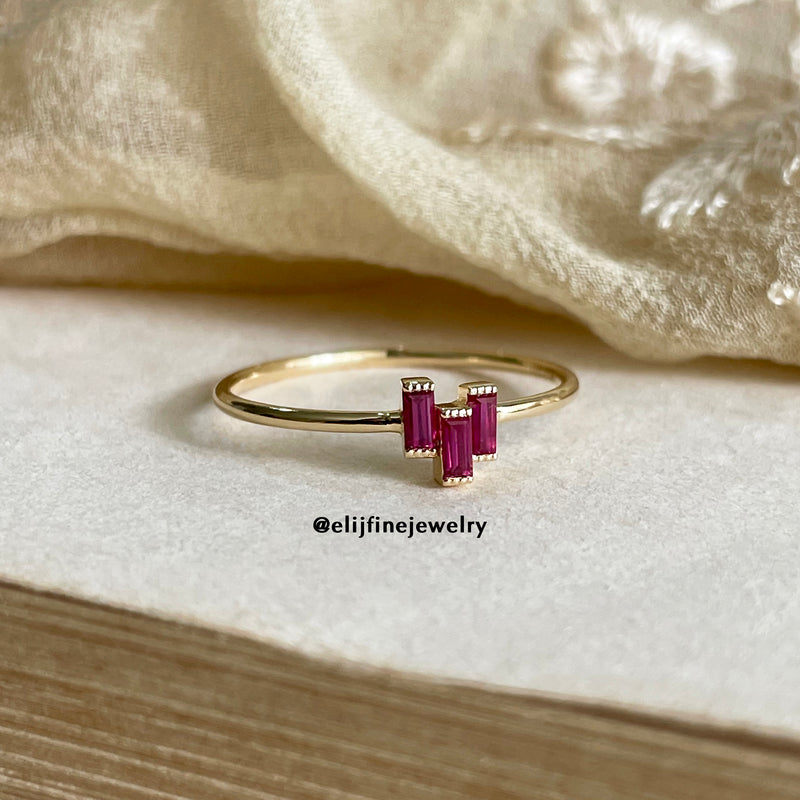 Petit Bisous Collection: "Kate Ring" Ruby 18K Yellow Gold Ring