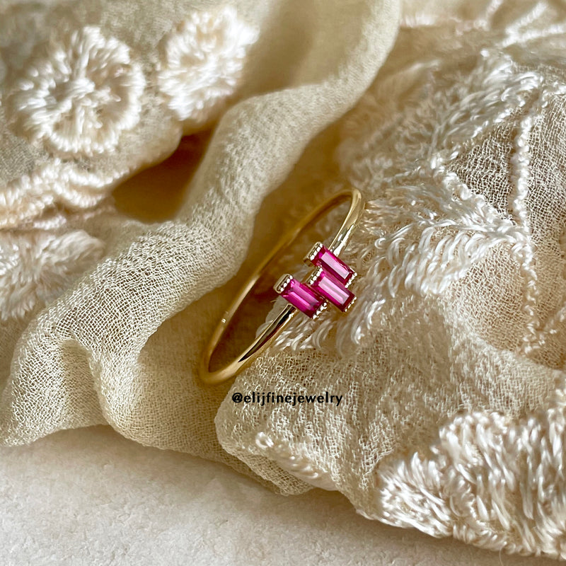 Petit Bisous Collection: "Kate Ring" Ruby 18K Yellow Gold Ring