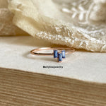 Petit Bisous Collection: "Kate Ring" Blue Sapphire 18K Rose Gold Ring