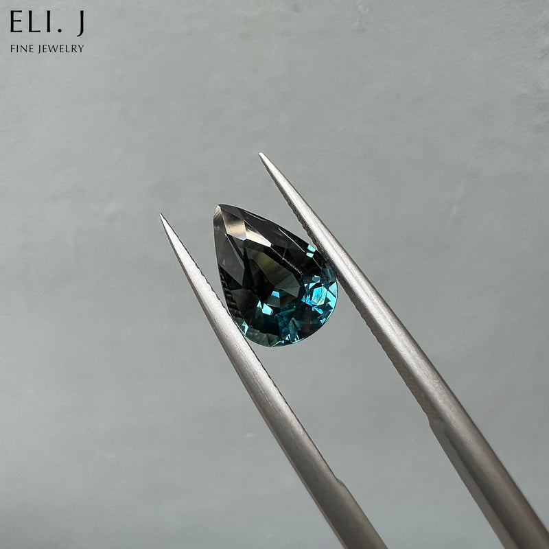 Bluish-Teal Green Parti Sapphire  (Bespoke Deposit): Pear Cut, 1.95ct (Ref. 320)