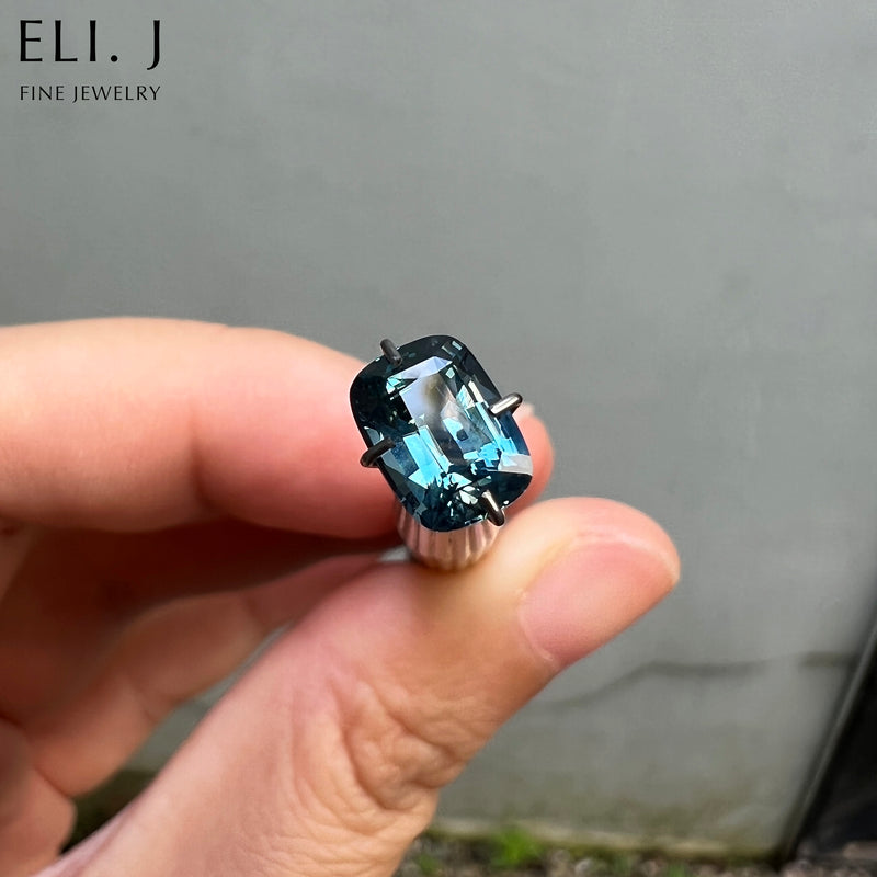 Greenish-Blue Parti Sapphire  (Bespoke Deposit): Long Cushion Cut, 1.63ct (Ref. 325)