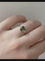Esther: Bi-Color Green/Clear Tourmaline & Diamond 14K Yellow Gold Stacking Ring