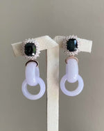 "The Duchess" Teal Spinel & Lavender Jadeite Links 18K Rose Gold Earrings